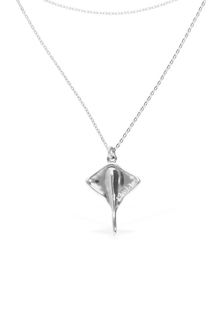 Sterling Silver Plated Short Double Chain Pendant with Manta Ray, Alternate, color, Silver
