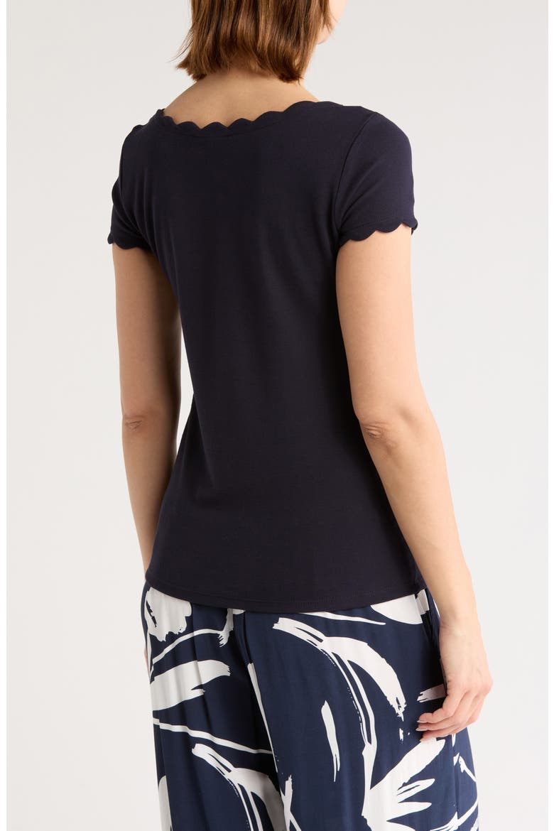 Scalloped Knit T-Shirt, Alternate, color, DEEP NAVY BLUE