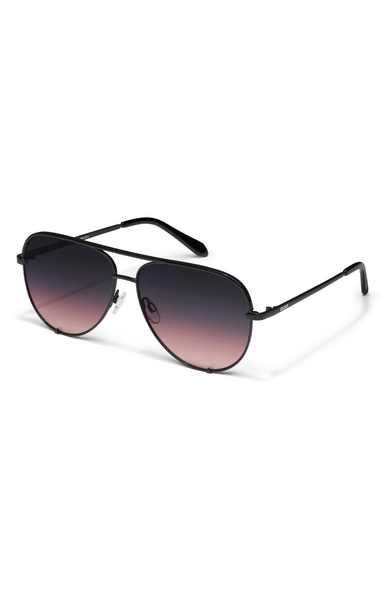 QUAY High Key 64mm Oversize Aviator Sunglasses, Alternate, color, Black/ Black Plum Pink