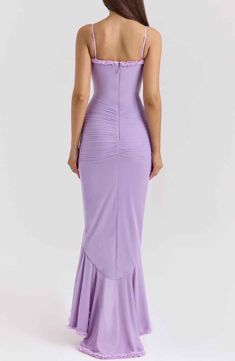 HOUSE OF CB Gabbi Ruffle Mesh High-Low Cocktail Dress, Alternate, color, Sheer Lilac
