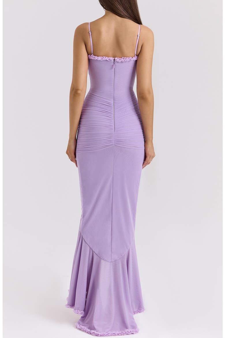 gabbi ruffle mesh high low cocktail dress House OF CB Gabbi Ruffle-Trim Maxi Dress