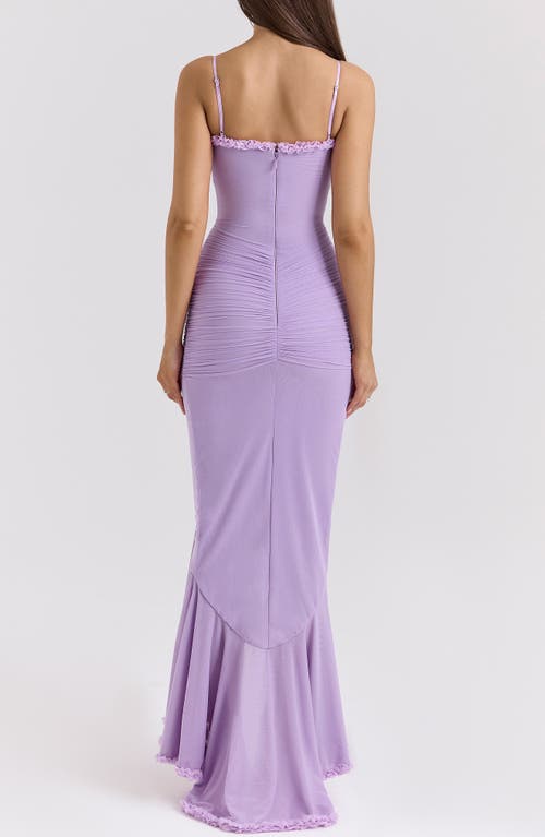 HOUSE OF CB HOUSE OF CB GABBI RUFFLE MESH HIGH-LOW COCKTAIL DRESS 