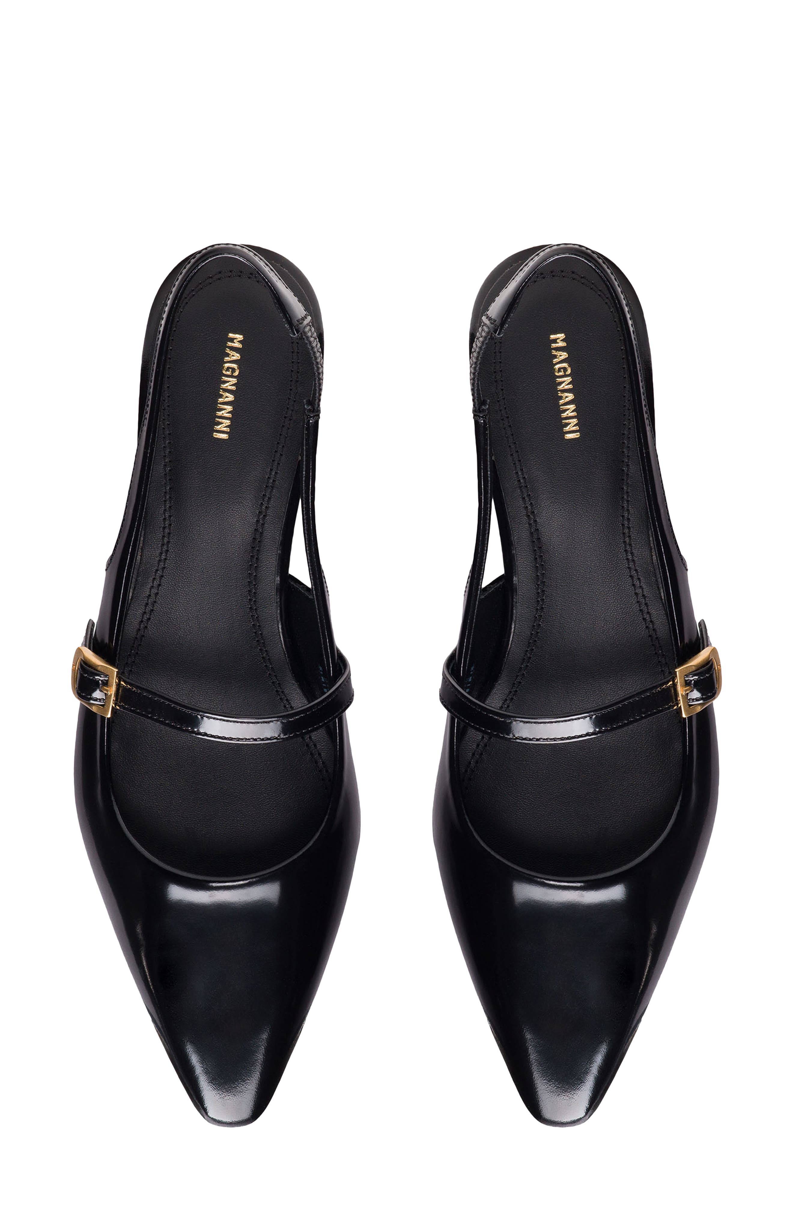 Magnanni Stasia Slingback Pointed Toe Flat, Alternate, color, Black