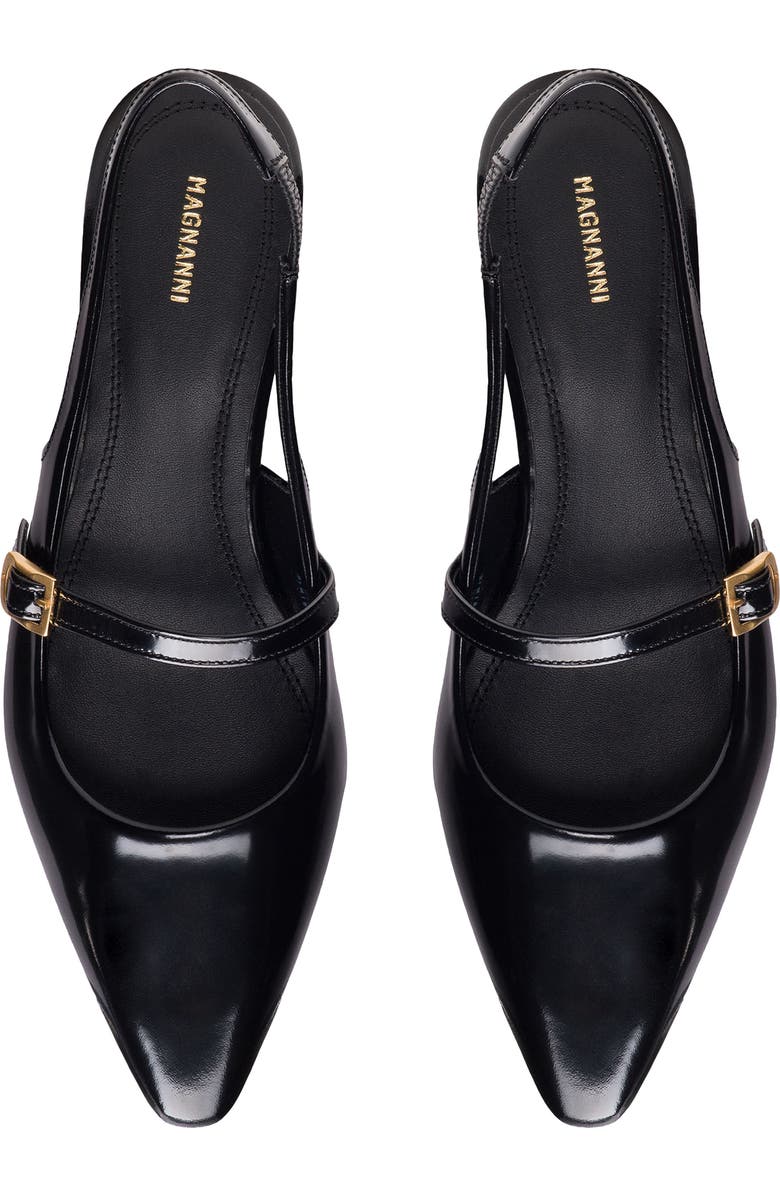Magnanni Stasia Slingback Pointed Toe Flat, Alternate, color, Black