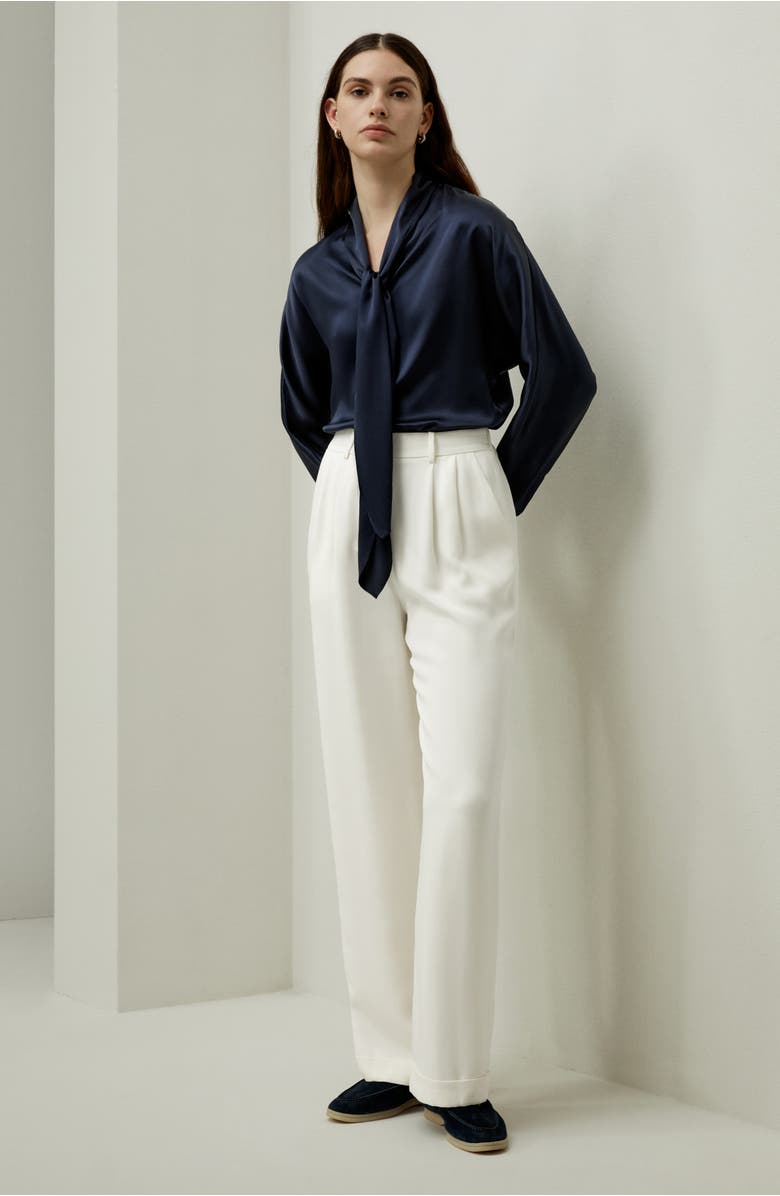 Lilysilk Batwing Silk Top with Adjustable Neck Tie, Alternate, color,