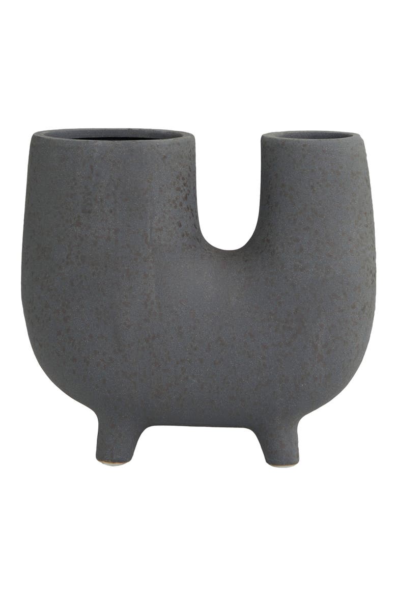 U-Shape Ceramic Vase, Main, color, DARK GRAY