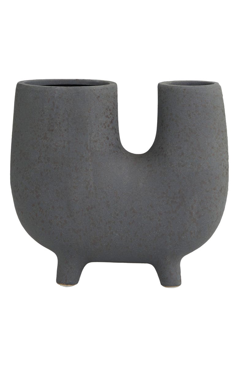GINGER BIRCH STUDIO U-Shape Ceramic Vase, Main, color, Dark Gray