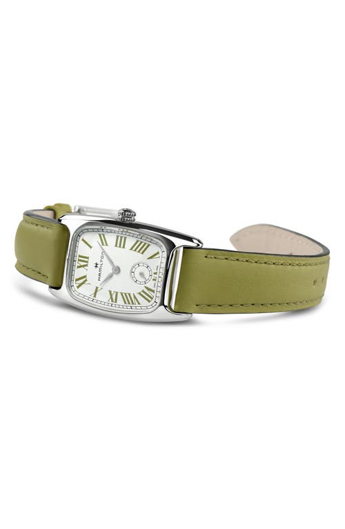 Hamilton American Classi Boulton Leather Strap Watch, 23mm x 27mm in White/green  product