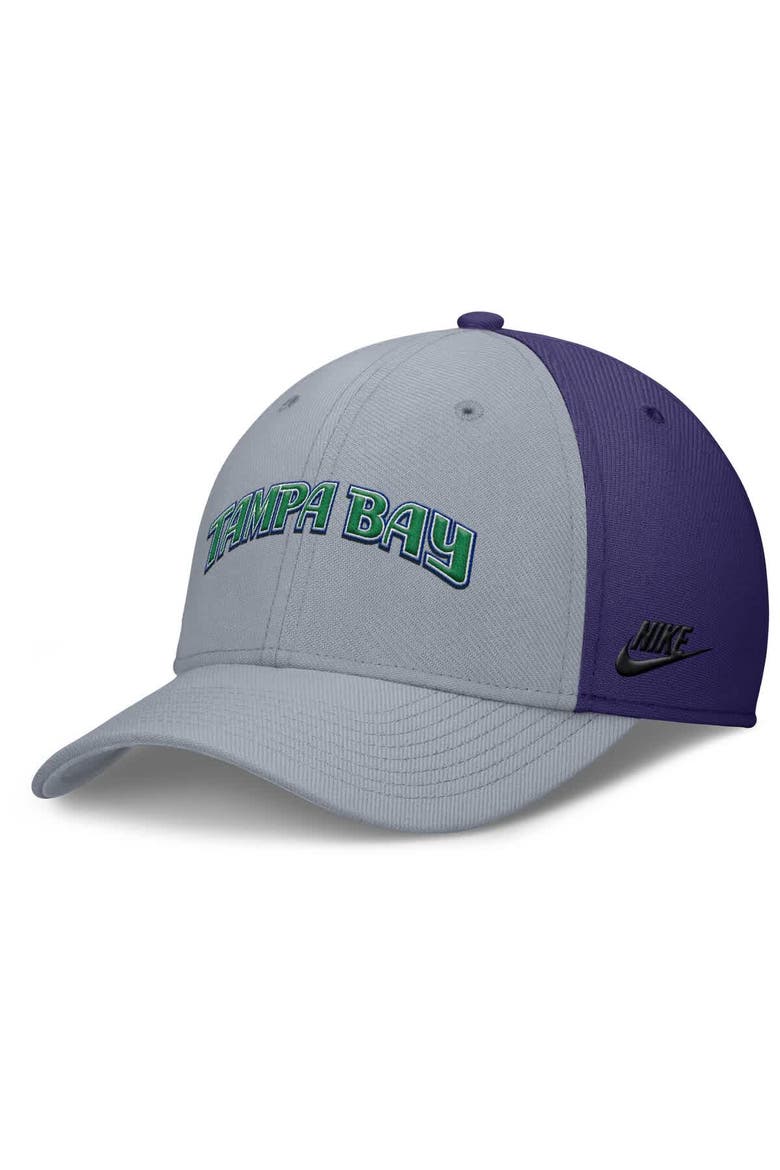 Men's Nike Gray/Purple Tampa Bay Rays Rise Swoosh Performance Flex Hat, Alternate, color, Gray