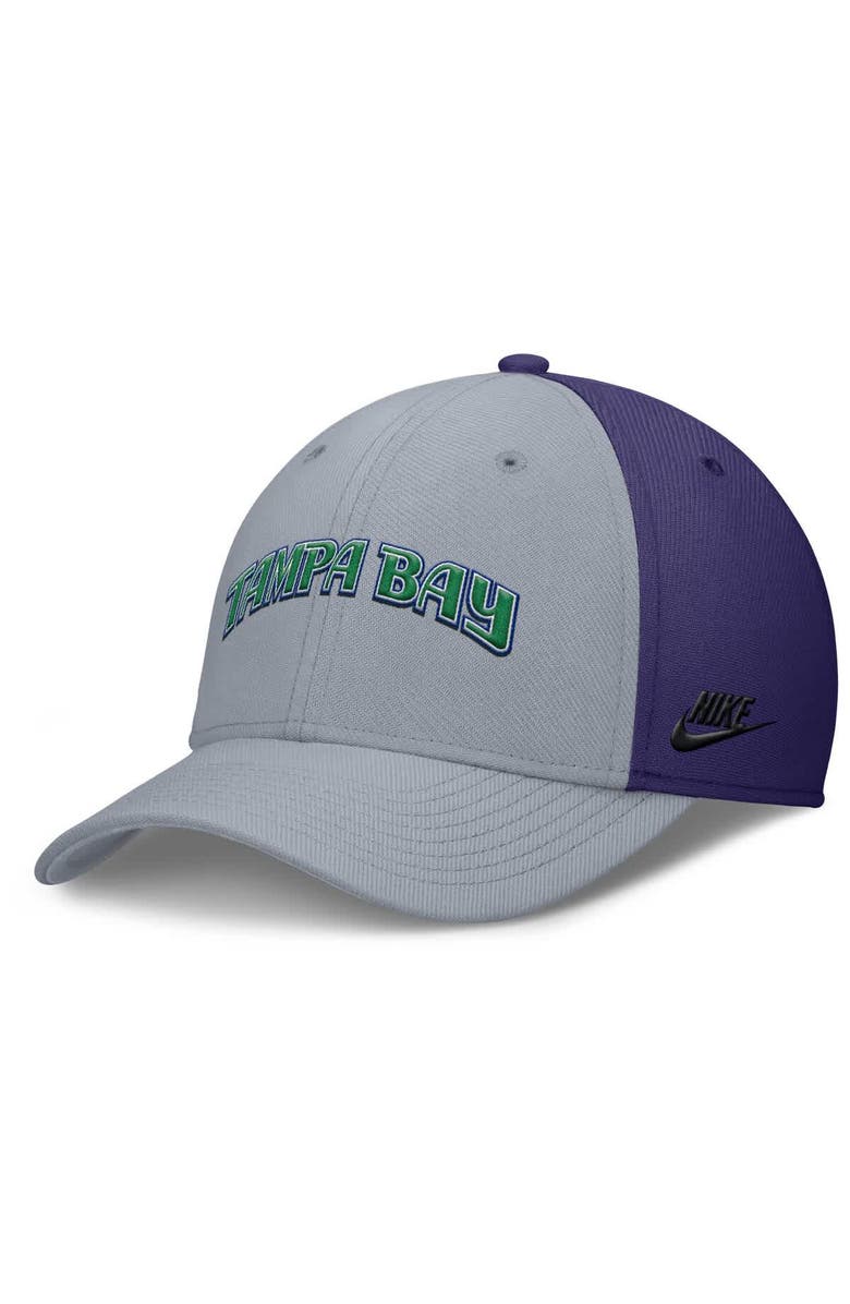 Nike Men's Nike Gray/Purple Tampa Bay Rays Rise Swoosh Performance Flex Hat, Alternate, color, Gray