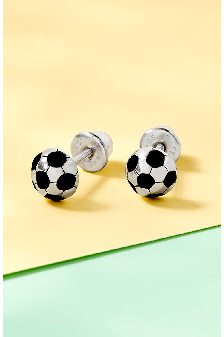 Enamel Soccer Ball Earrings, Alternate, color, Black