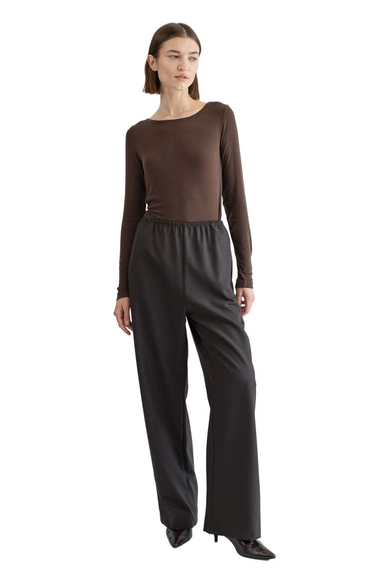 Long Sleeve Boat Tee, Main, color, Brown