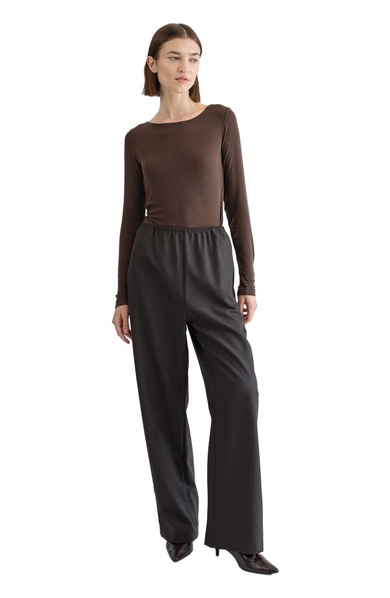 Almina Concept Long Sleeve Boat Tee, Main, color, Brown