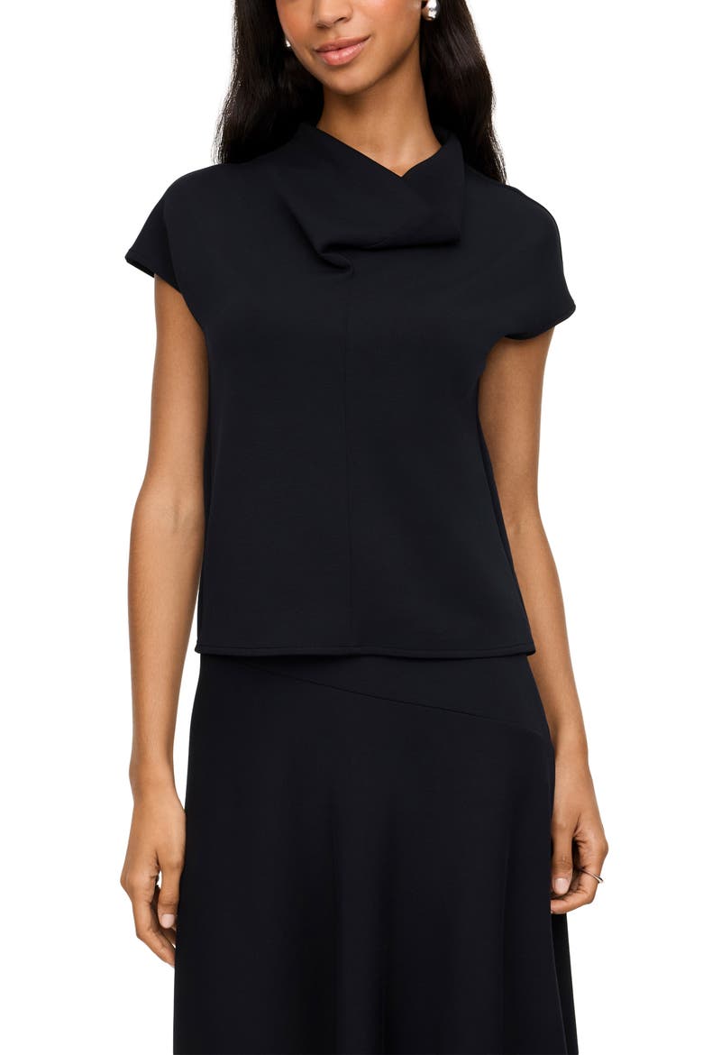 Draped Neck Tee, Main, color, VERY BLACK