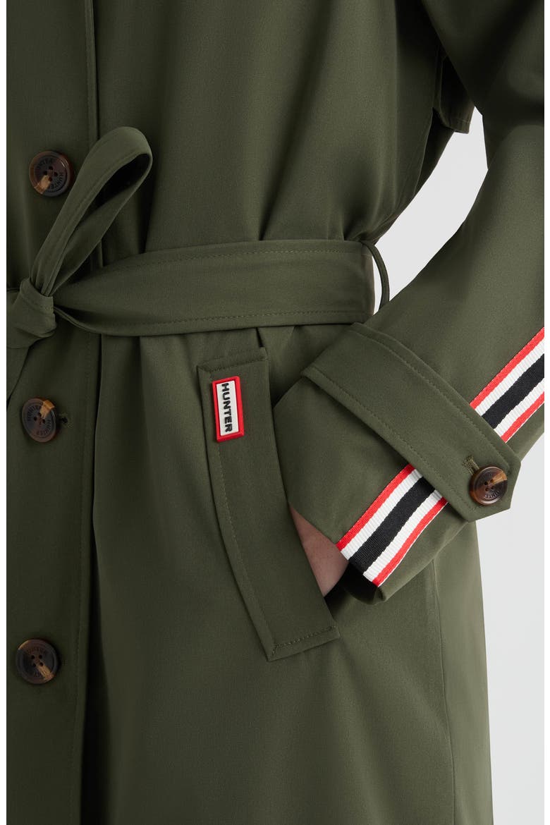Sophia Sleeve Stripe Trench Coat, Alternate, color, HUNTER GREEN