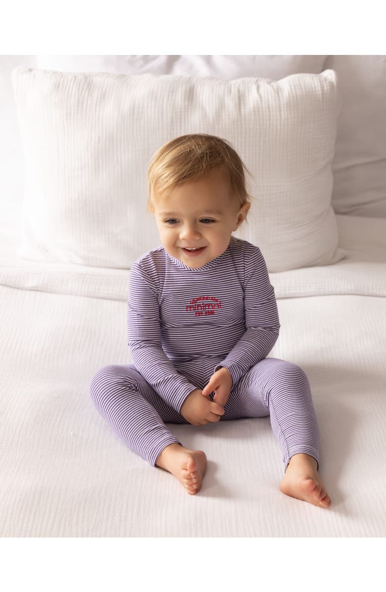 MiniMoi Mini-Stripe Generation Pajama Set, Alternate, color, Berry