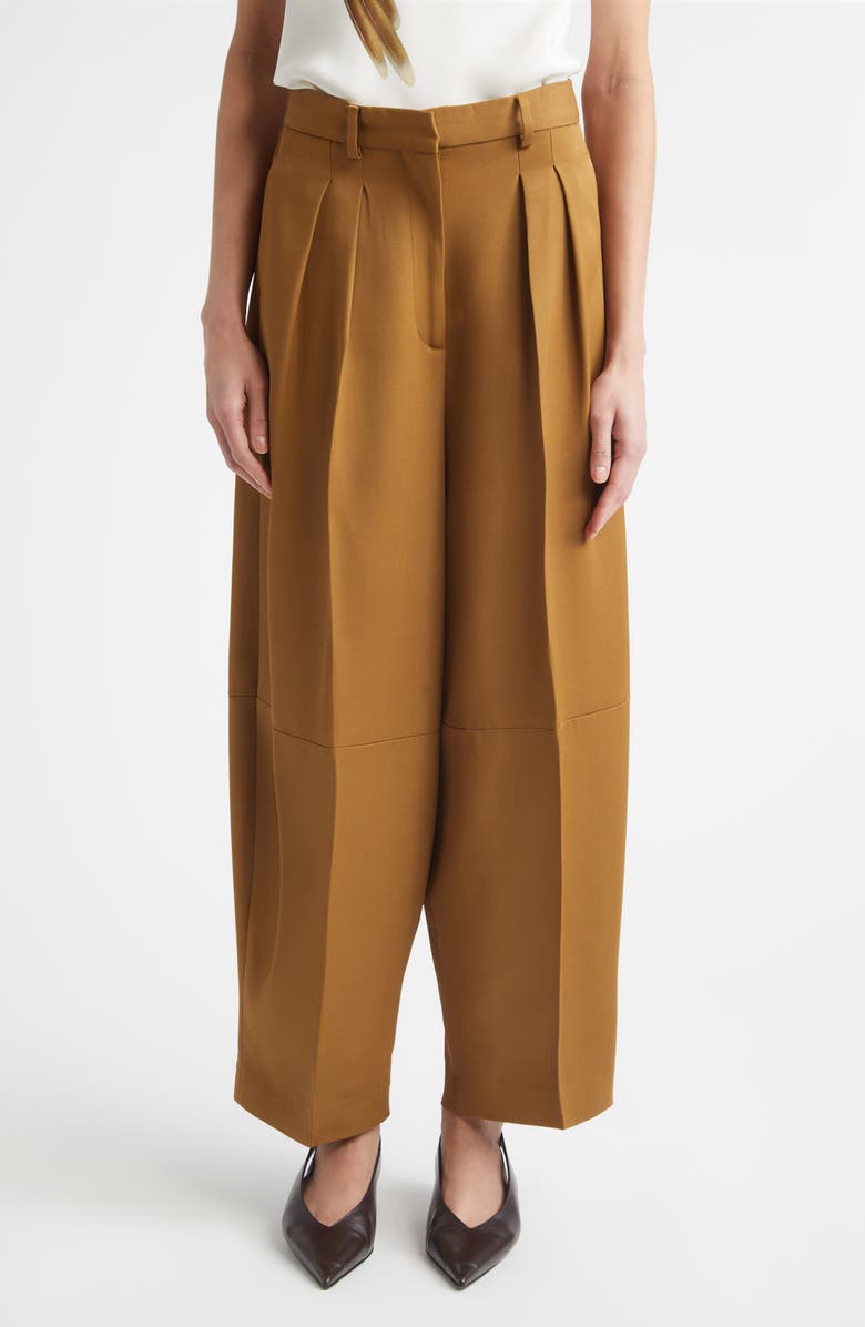 Altuzarra Dash Pleated Pants, Main, color, Golden Oak