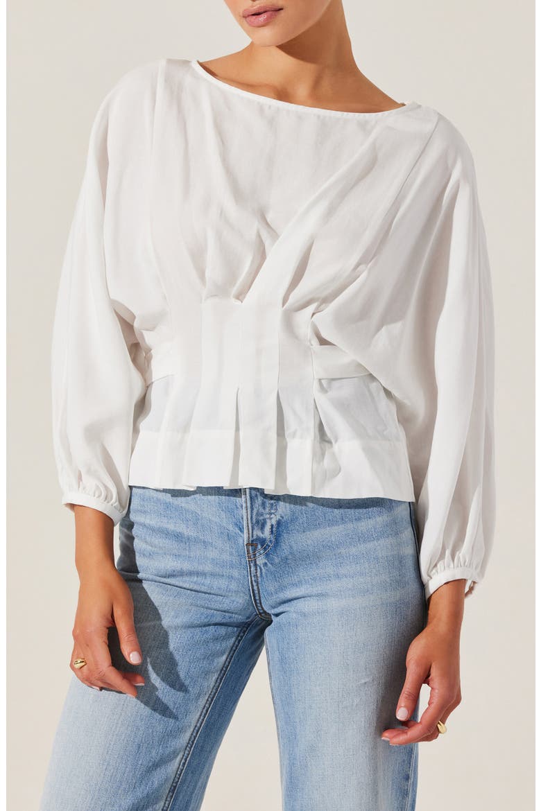 Ciara Pleated Top, Main, color, OFF WHITE