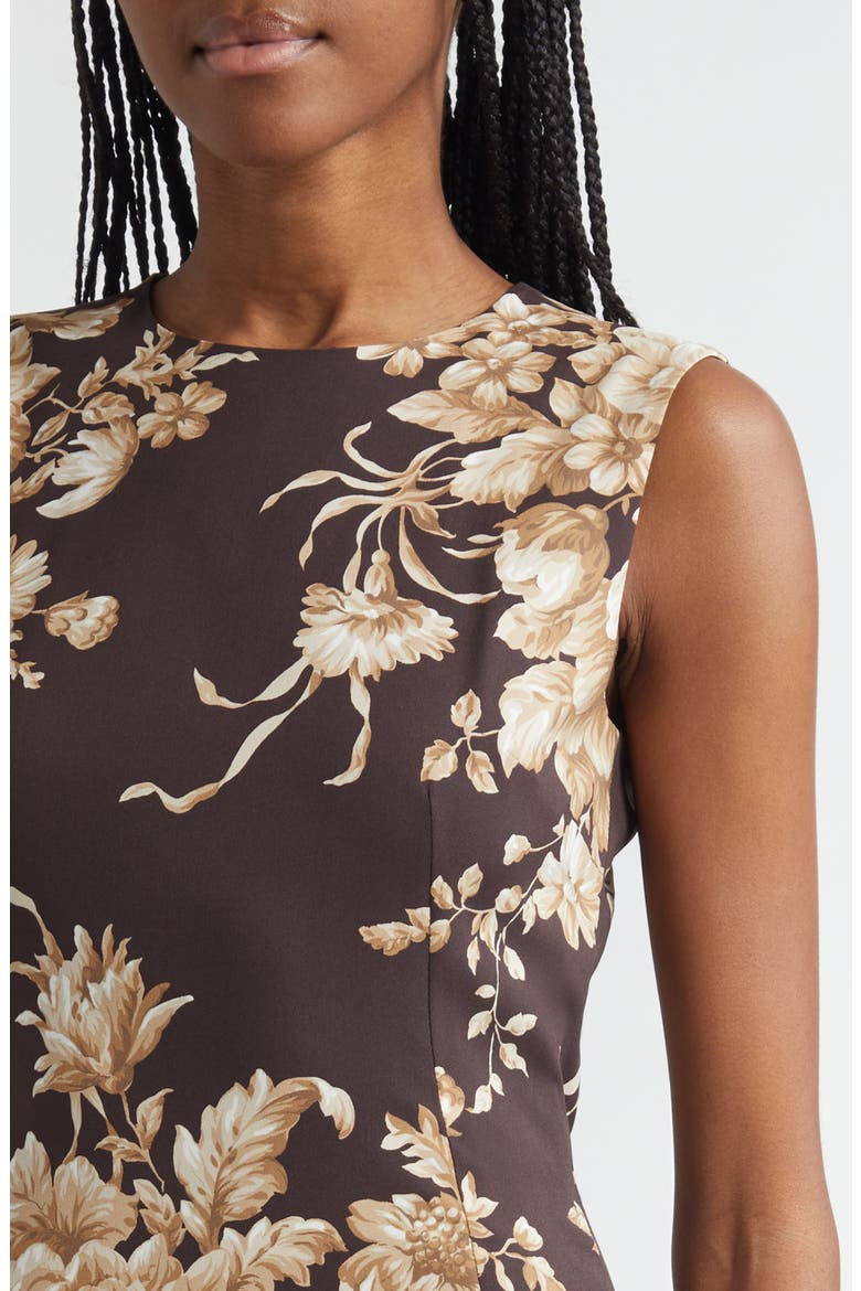 Rose Print Silk Stretch Charmeuse Sheath Dress, Alternate, color, HM4OX ROSE CRETONNE F.MORO