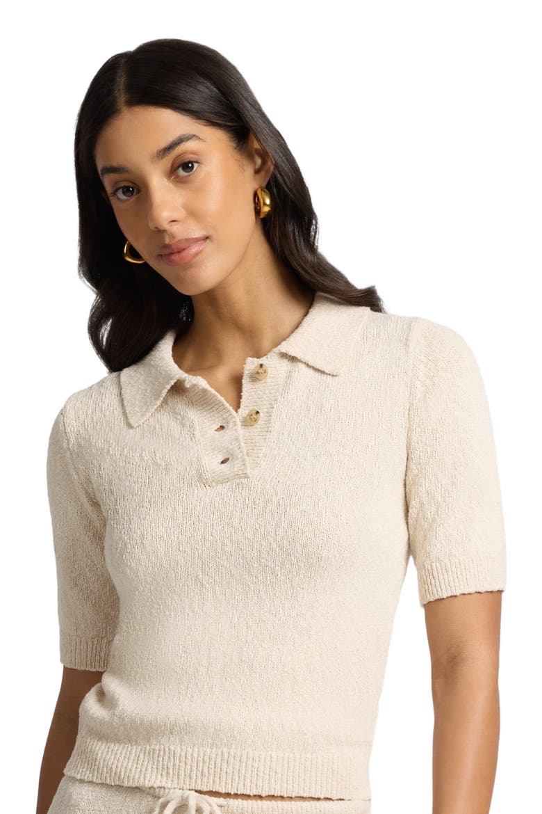 Cotton Boucle Polo, Alternate, color, Natural