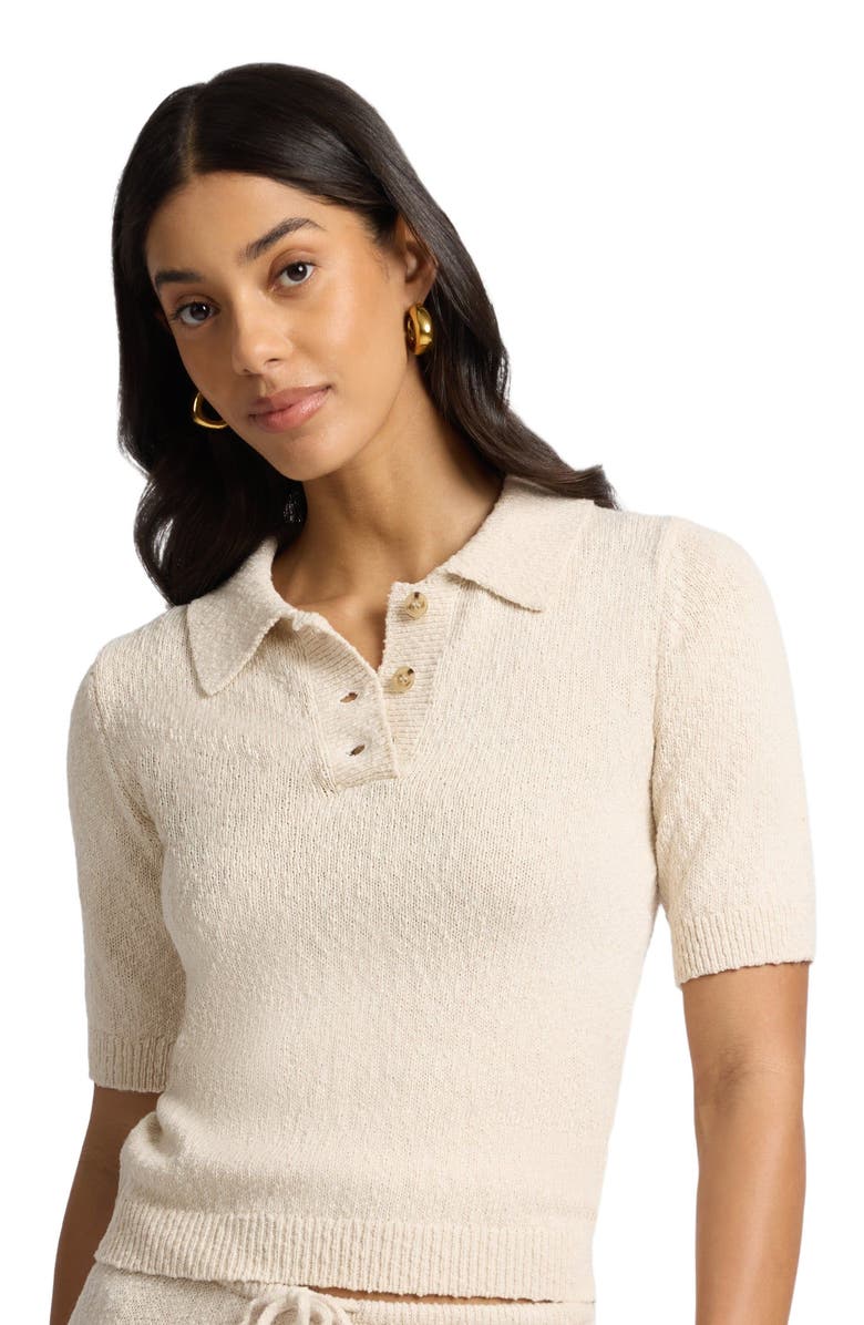 Onia Cotton Boucle Polo, Alternate, color, Natural