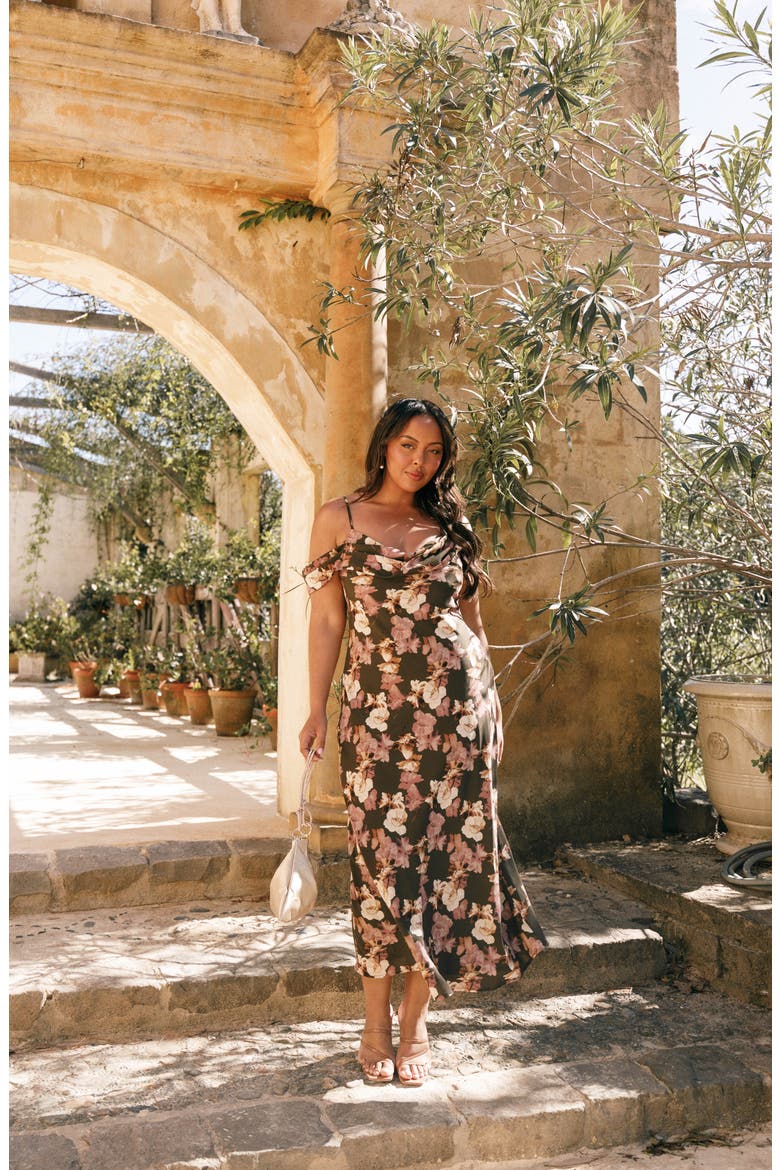 Kamryn Floral Cowl Neck Maxi Dress, Alternate, color, OLIVE FLORAL