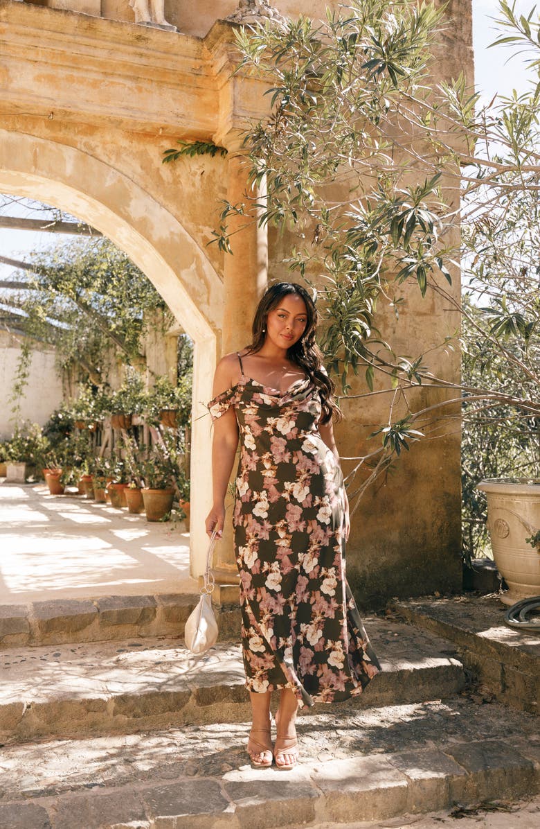 Petal & Pup Kamryn Floral Cowl Neck Maxi Dress, Alternate, color, Olive Floral