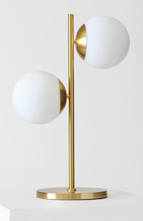 Sphere 20 In. Antique Brass Mid-century Modern Integrated Led Table Lamp