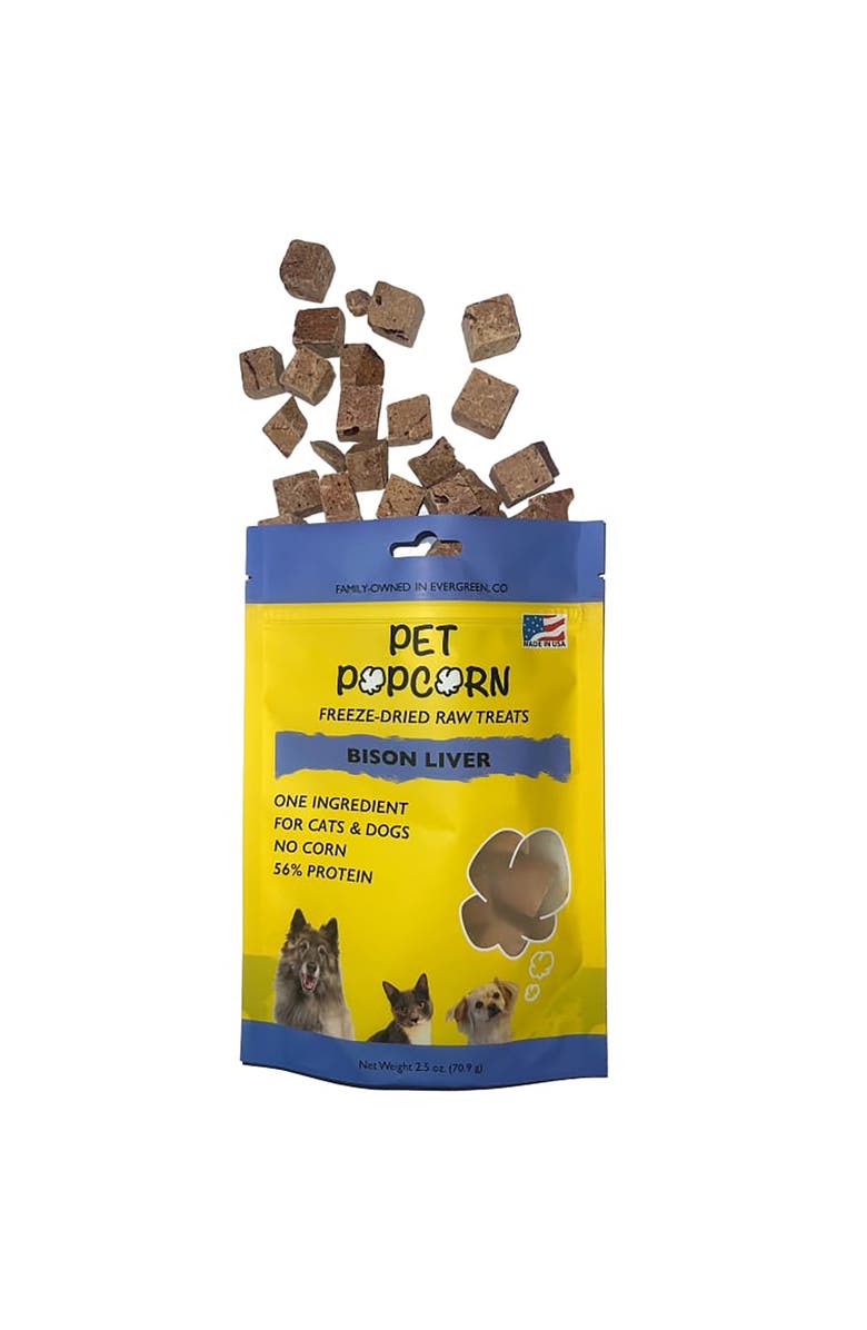 Pet Popcorn Freeze Dried Raw Treats, Bison Liver, 2.5oz Bag, Dog & Cat Snacks, Alternate, color, Multicolored