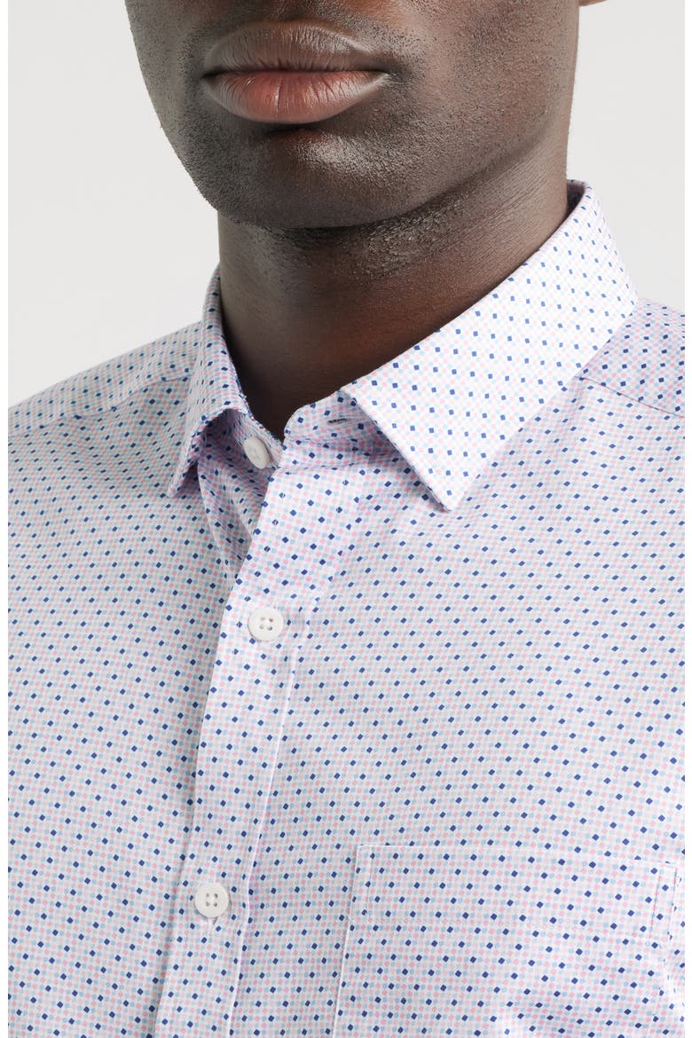 Logan Print Button-Up Shirt, Alternate, color, PINK/ NAVY MICRO DIAMOND
