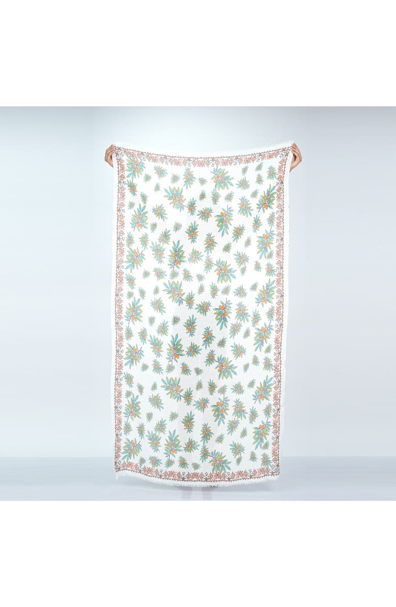Vismaya Leaf Cascade Scarf, Main, color, Beige