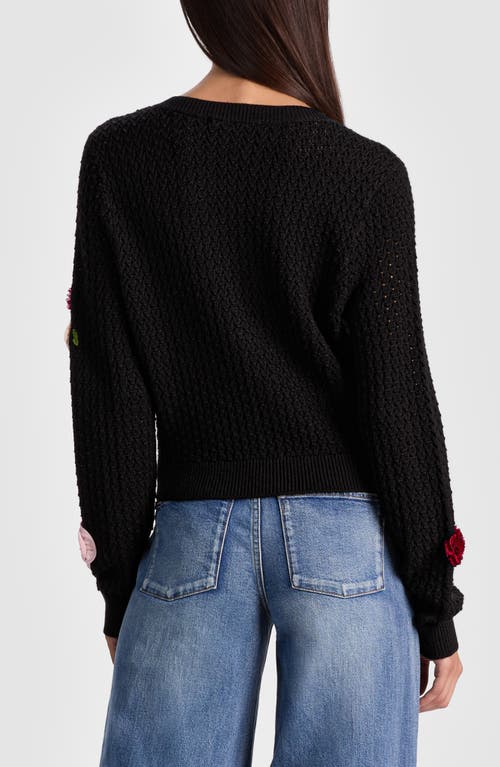 Alice And Olivia Dollie Floral Cardigan In Black