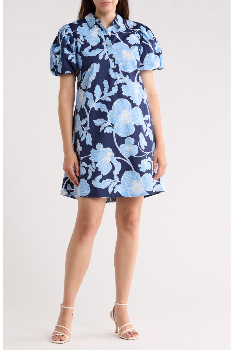 Bubble Sleeve Babydoll Dress, Main, color, CLASSIC NAVY