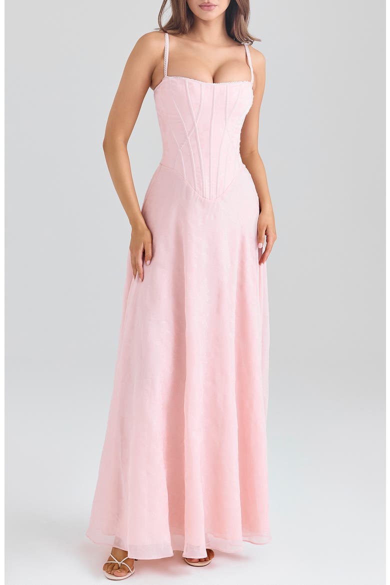 Esme Fil Coupé Chiffon Gown, Main, color, BLUSH PINK