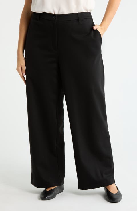 High Waist Wide Leg Pants (Plus)