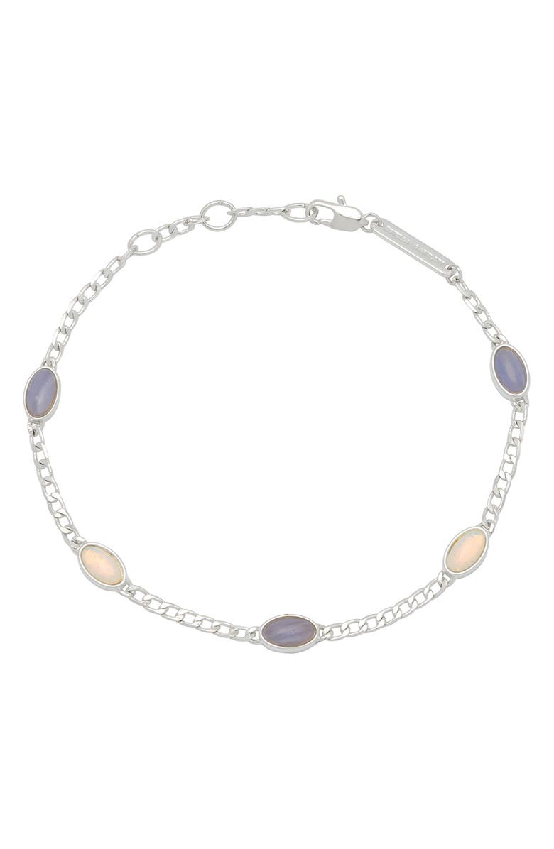 Estella Bartlett Moonstone & Lilac Blue Agate Chain Bracelet, Main, color, Silver