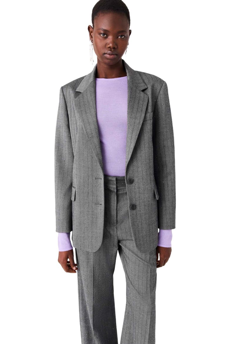 Rhinestone suit jacket, Alternate, color, Grey