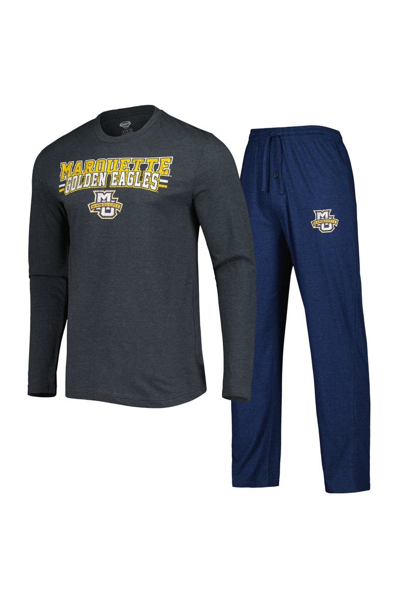 Men's Concepts Sport Navy/Charcoal Marquette Golden Eagles Meter Long Sleeve T-Shirt & Pants Sleep Set, Main, color, Navy