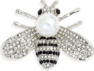 CLIFTON WILSON Crystal & Imitation Pearl Bee Lapel Pin