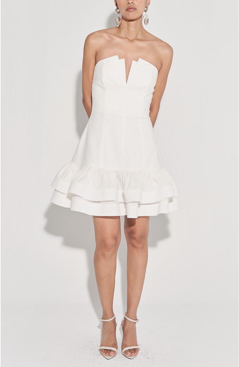 De Loreta Festivo Strapless Drop Waist Cotton Minidress, Main, color, 