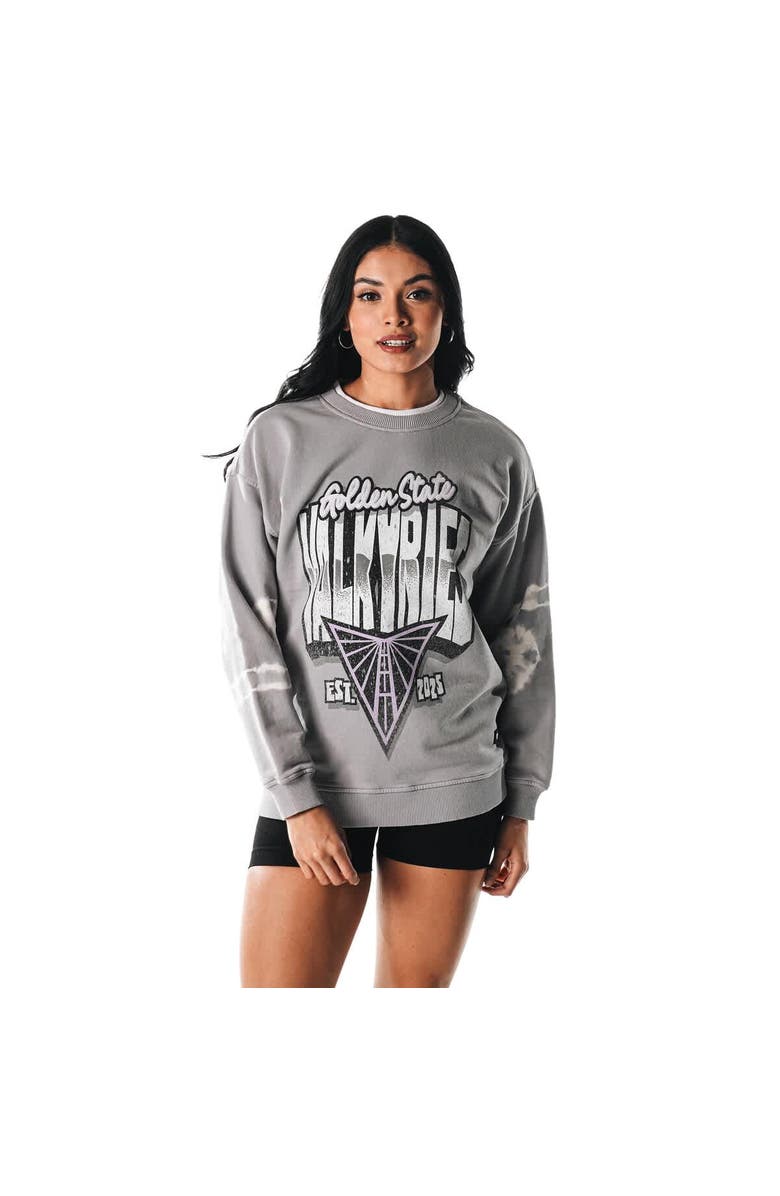 THE WILD COLLECTIVE Women's The Wild Collective  Gray Golden State Valkyries Double Collar Fleece Pullover Sweatshirt, Alternate, color, 