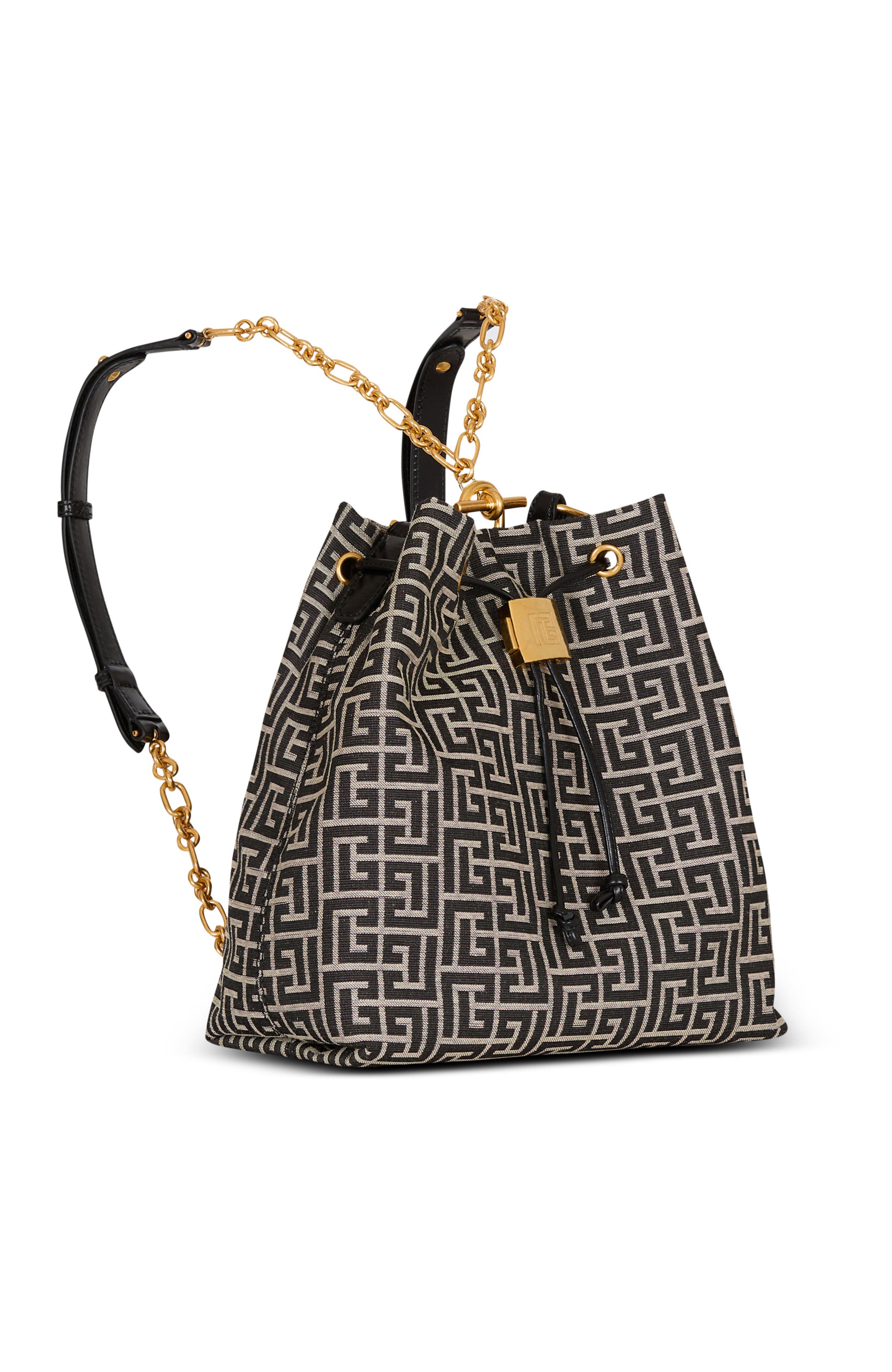 Balmain Pulse monogram jacquard backpack, Alternate, color, Black