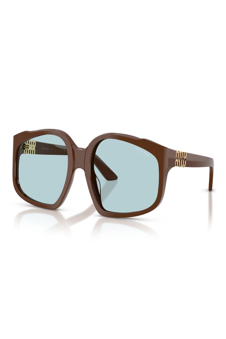 59mm Polarized Irregular Sunglasses, Alternate, color, CHOCOLATE / LIGHT BLUE