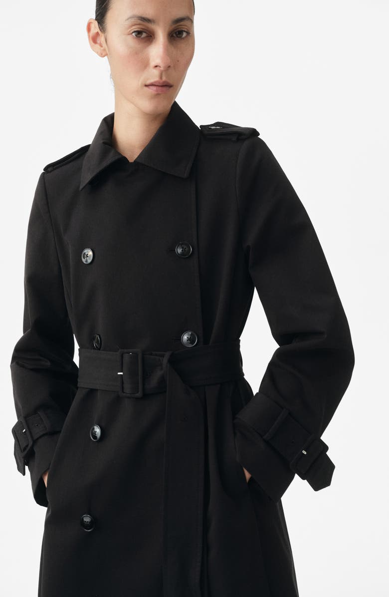 MANGO Selection Classic Cotton Trench Coat, Alternate, color, Black