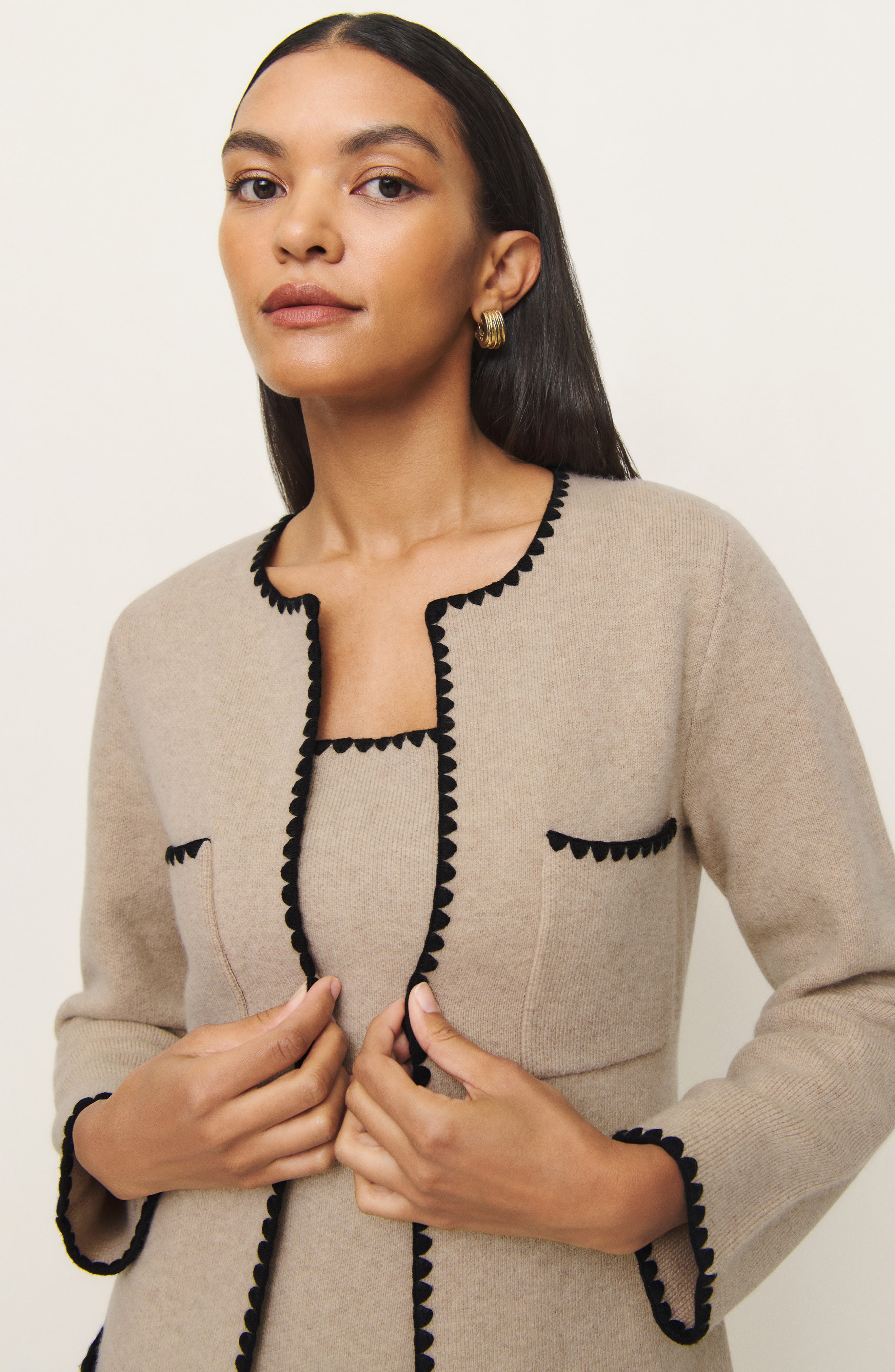 Reformation Isabelle Regenerative Wool Sweater Jacket In Linen