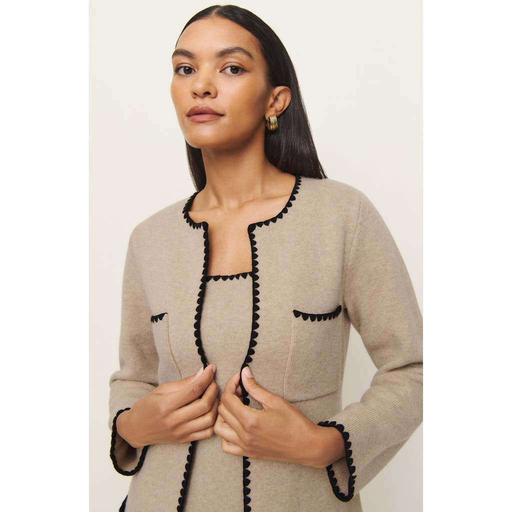 Reformation Isabelle Regenerative Wool Sweater Jacket In Linen