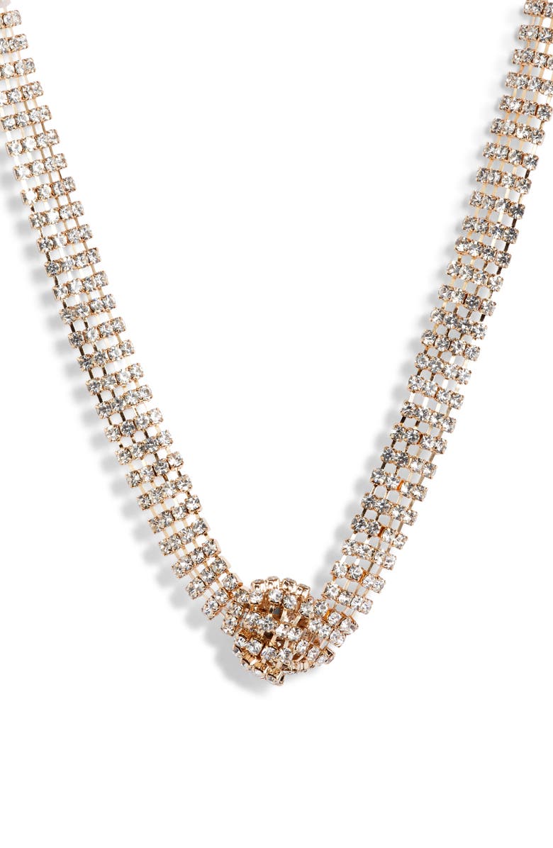 Something Navy Knotted Crystal Collar Necklace, Main, color,
