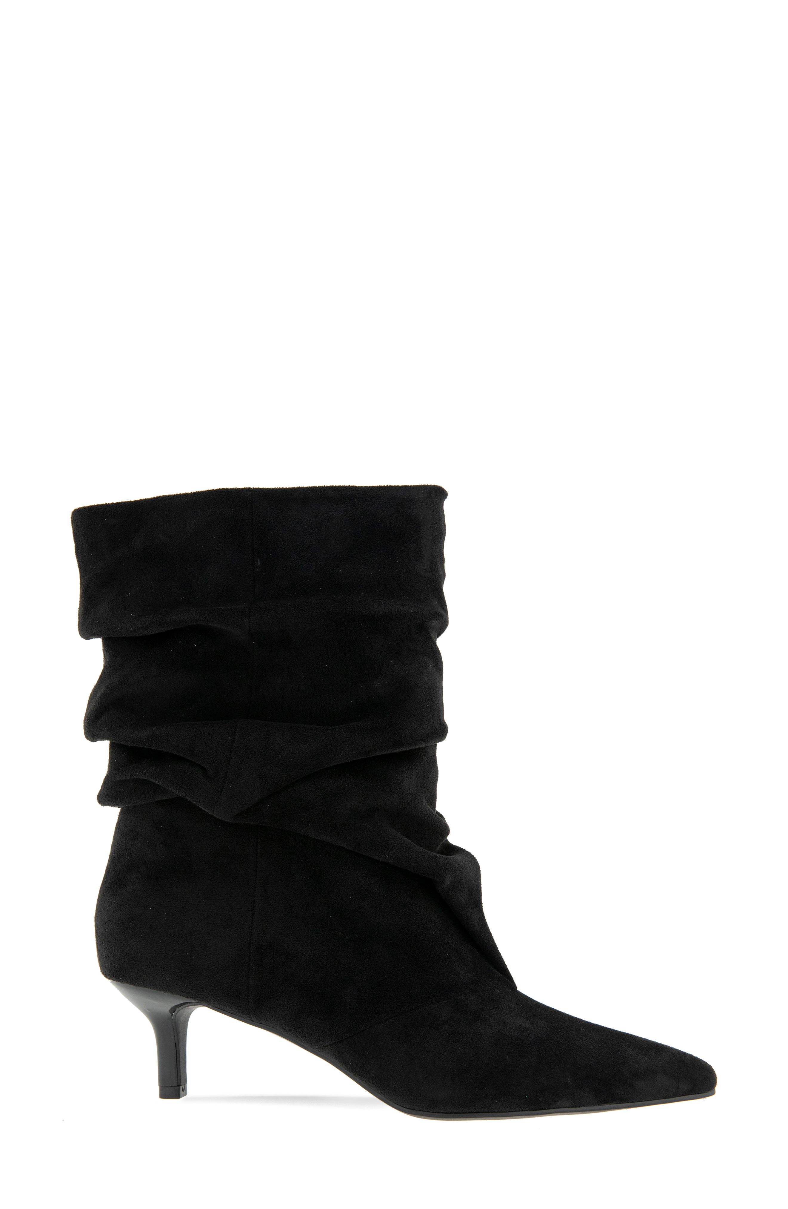 Dalles Kitten Heel Pointed Toe Scrunch Bootie, Alternate, color, BLACK