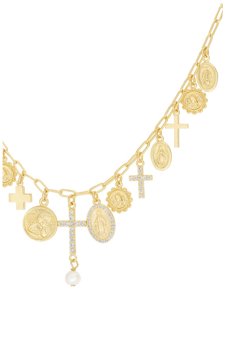 Religious Charm Necklace, Alternate, color, GOLD