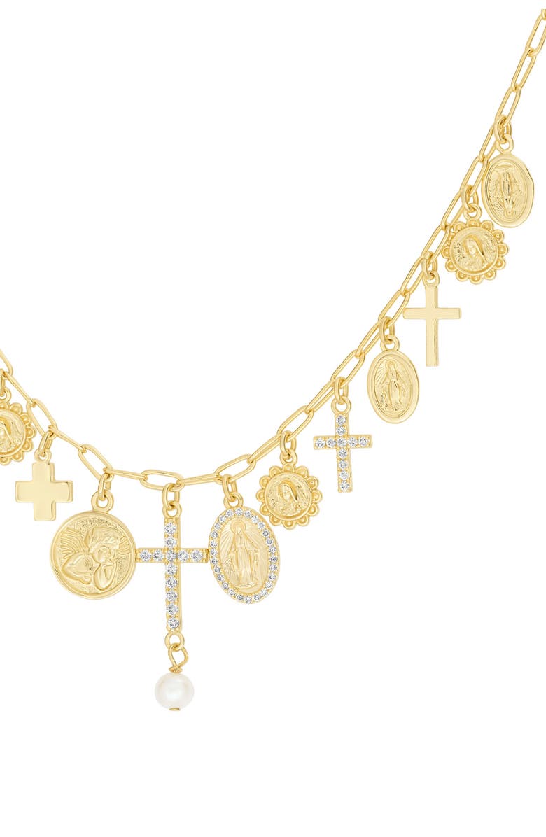 ATHRA LUXE Religious Charm Necklace, Alternate, color, Gold